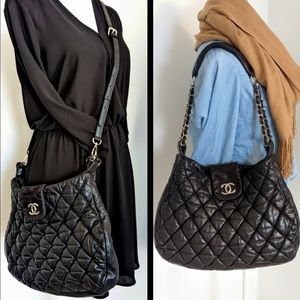 🎉CHANEL Quilted Bubble Lambskin Hobo Shoulder/Crossbody Bag